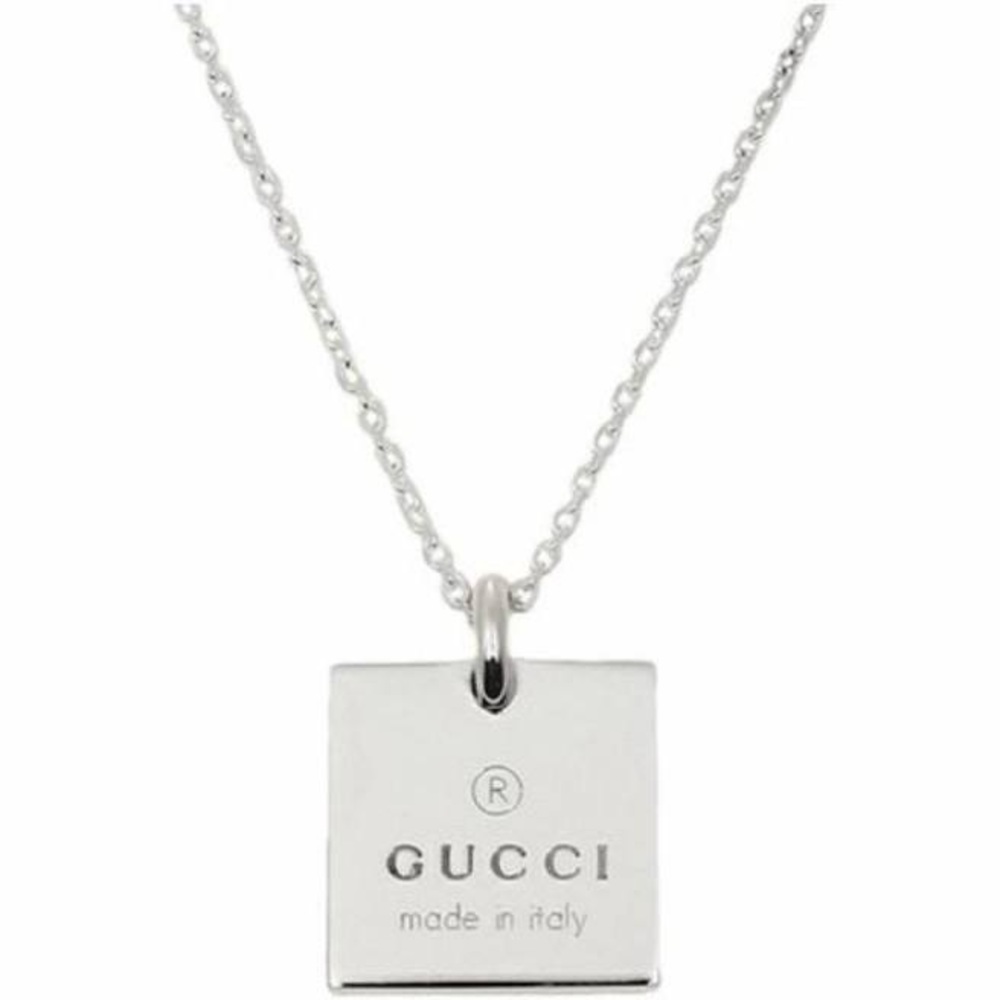 Gucci Logo Square Necklace Sterling Silver